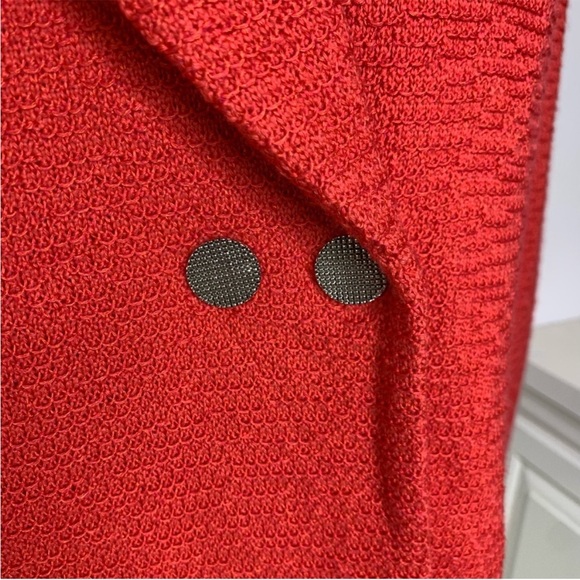 St. John Collection Wool Textured Knit Peak Collar Blazer Coral 10 - Picture 7 of 9